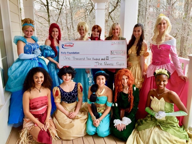 Our first check presentation to Rally after our “Springtime Mommy and Me Princess Tea”