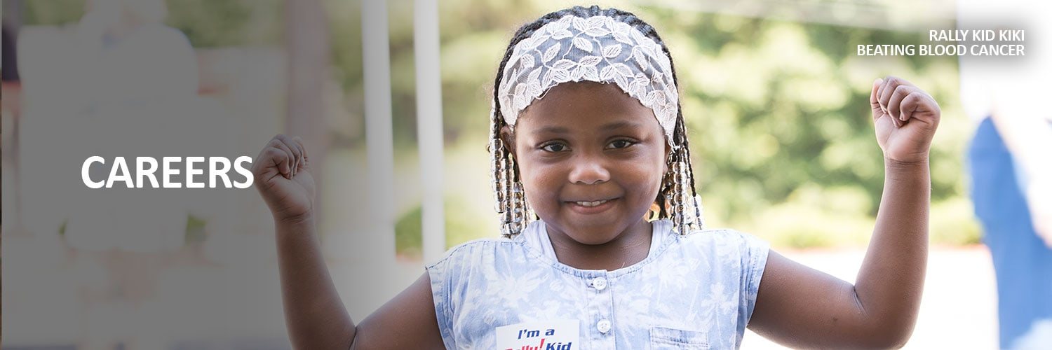 Careers. Rally Kid Kiki, beating blood cancer, flexing both arms.