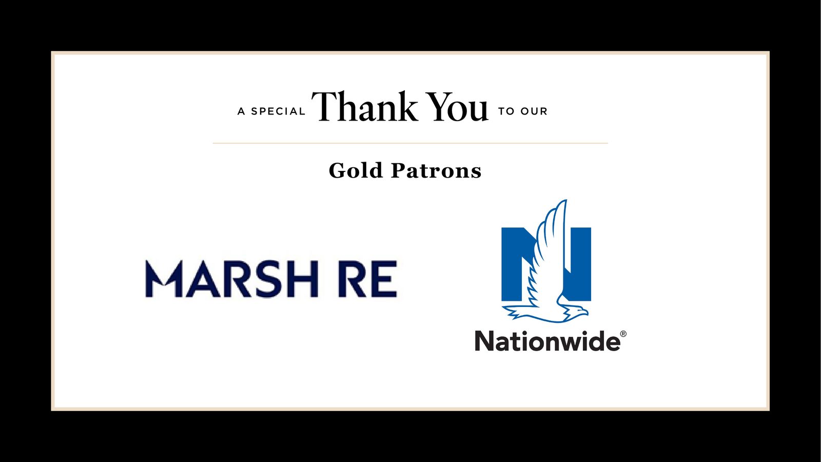 Rally New York City Gala 2026 sponsors. A special thank you to our Gold Patrons: Marsh RE and Nationwide