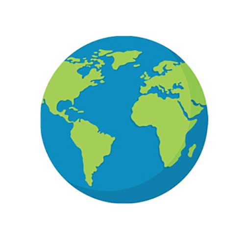 Globe icon to represent international research