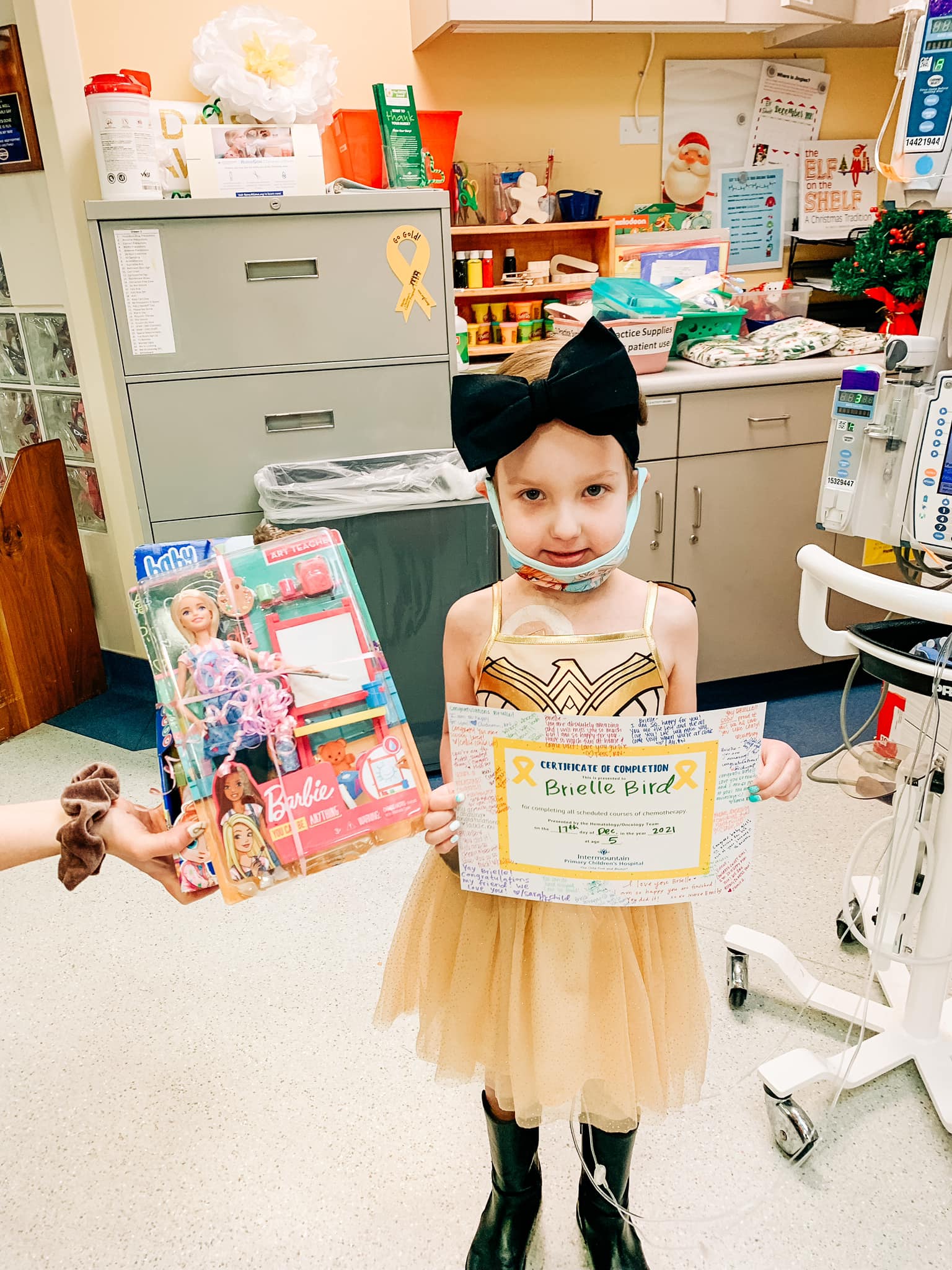 Rally Kid Brielle completing her treatment in the hospital in 2021