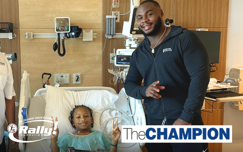 Rally Foundation National Spokesperson Grady Jarrett Visits with Children Battling Cancer in the Hospital